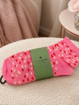 Kate Spade New York Heart Quarter Socks 3 Pack Pink Grey White NWT thumbnail 3