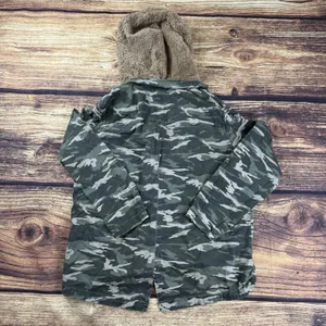 Kensie Jeans Camo Women’s Denim Army Military Sherpa Jean Jacket Full Zip Large thumbnail 4