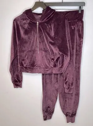 Victorias Secret Purple Velour Tracksuit Size‎ XS thumbnail 1