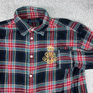 Polo Ralph Lauren Brushed Twill Ballet Sleep Shirt Women Small Plaid Crest‎ Logo thumbnail 2