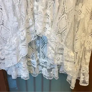Cupshe White Lined Boho Hippie Bridal Beach Hi Low Spaghetti Strap Dress NWT XL thumbnail 7
