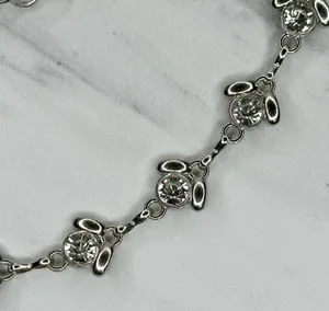 Y2K Rhinestone Flower Silver Chain Belt Extra Small/Small (XS/S) ✨ thumbnail 4