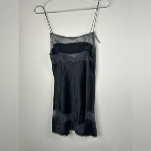 Victoria’s Secret Black Lace Trim Slip Dress Cami XS Sheer Lingerie thumbnail 4