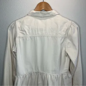 Free People Cream Nicole Tiered Button Down Long Sleeve Mini Shirt Dress thumbnail 8