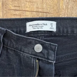 Abercrombie & Fitch‎ Ankle Straight Jeans 27 4 Ultra High Rise Black Distressed thumbnail 6