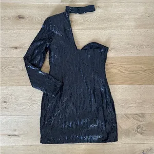 Michael Costello x Revolve - Annie Sequin Mini Dress in Black thumbnail 4