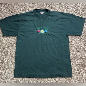 Detto Fatto Vintage Single Stitch Dark Green T-Shirt With Switzerland Embroidery thumbnail 1