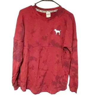 Pink Victoria Secret Women Size XS Sweatshirt Burgundy Dye Cotton Blend Pullover thumbnail 1