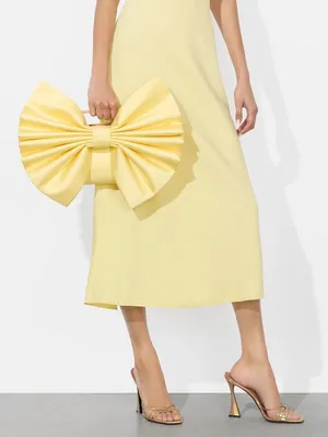 Nwt Alice + Olivia Semira Bow Clutch Bag Butter Yellow thumbnail 2