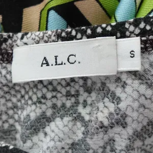 ALC Black & White Snakeskin Print Puff Sleeve 100% Cotton Blouse Size S thumbnail 3