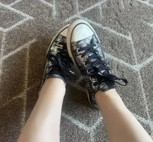 Women’s Converse All Star Tennis Shoes Silver Black Skater FAIR CONDITION thumbnail 2