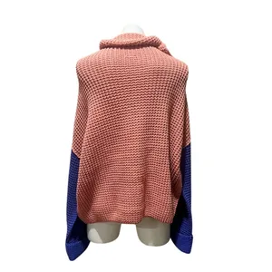 Free People Women's M Colorblock Chunky Turtleneck Sweater Multicolor thumbnail 9