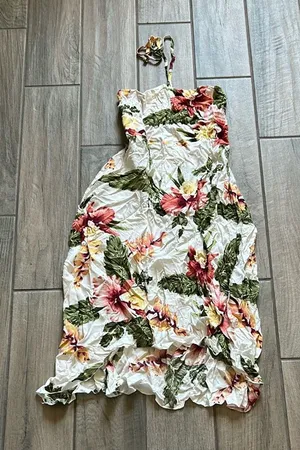 Tropical floral Ruffled Tiered Sundress Pink thumbnail 1