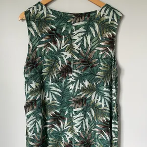 Notations Vintage Tropical Leaf Print Maxi Dress Sleeveless Green Rayon Size XL thumbnail 4