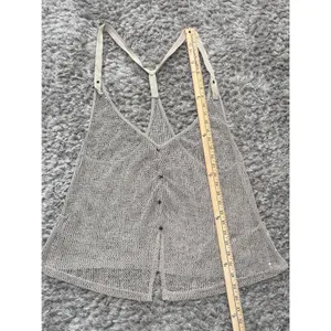 Women’s Crochet Tank Top Brown Open Knit Sequin Boho Festival Size L Hippie thumbnail 9