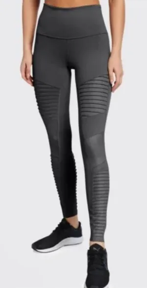 ALO Yoga Charcoal gray Ribbed moto Leggings size xxs‎ thumbnail 1