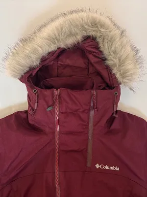 Columbia Women’s S Omni-Tech Omni-Heat Ski Snow Jacket Faux Fur Hood Burgundy thumbnail 3