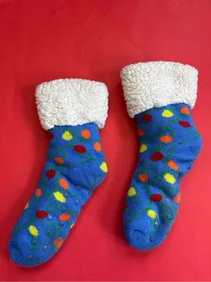 Cozy Blue Sherpa-Lined Holiday Light Socks thumbnail 2