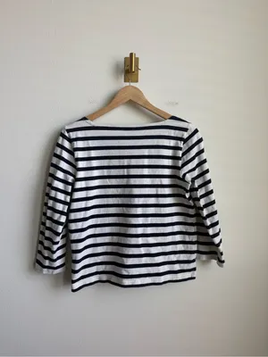 J.Crew Classic Mariner Boat Neck Striped Tee Navy White Size Small thumbnail 5