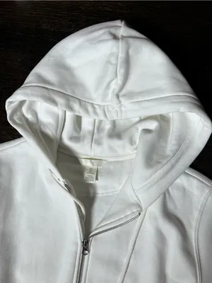H&M White Full Zip Hooded Sweatshirt Large thumbnail 2