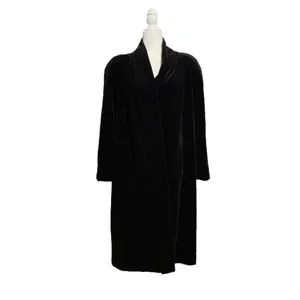 Vintage 80s Black Velvet Collections Overcoat Dress Coat Size Medium thumbnail 6