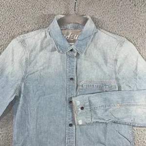 Madewell Denim Button Up Shirt Women XS‎ Long Sleeve Casual Preppy Nautical thumbnail 2