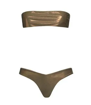 SMMR Bikinis Gold Military Green Bikini Set Top & Bottom Size: M NEW thumbnail 1