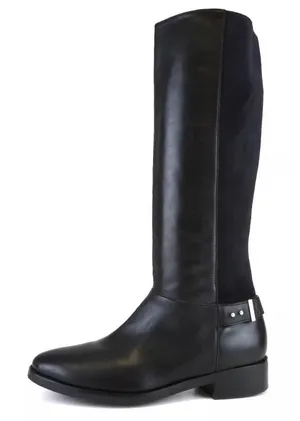 Cole Haan 8 Adler black leather and suede tall knee-high boots Riding Buckle thumbnail 1