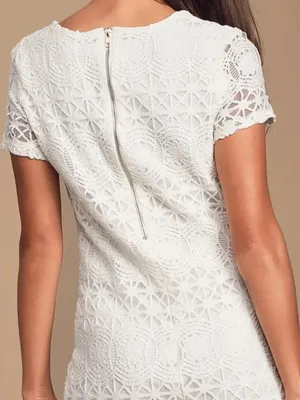 Lulus Love You For Eternity White Crochet Lace Shift Dress Size Small Like New thumbnail 3