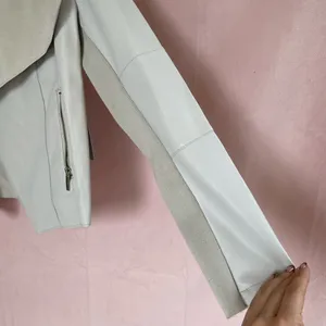 MOVING SALE!! Beautiful grey faux leather blazer thumbnail 5