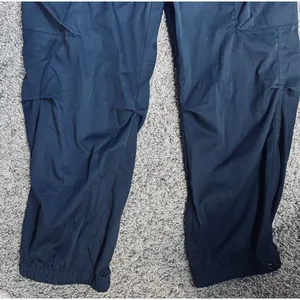 Womens Black Joggers Cargo Pants sz M drawstring elastic waist utility grunge thumbnail 3