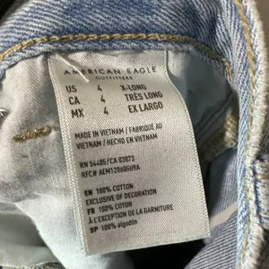 American Eagle Mom Jeans Retro Indigo‎ Stripe High Waist Denim Women's 4 X-Long thumbnail 6