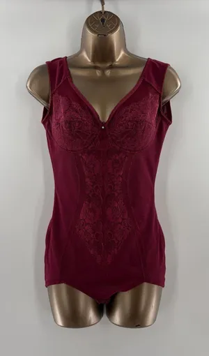 Wine Red Lace Shapewear Bodysuit Size L thumbnail 1