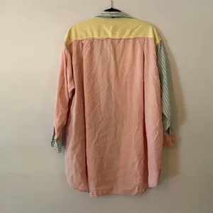 Free People Intimately Pastel Color Stripe Oversized Boho Button Down Shirt XS thumbnail 5