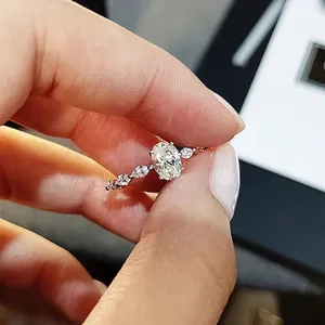 NEW Women's 2Ct Oval Simulated Diamond 14k‎ White Gold Plated Ring Size 7 thumbnail 4