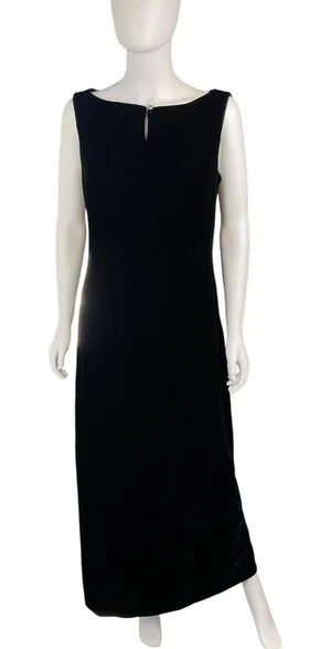 Maggy London‎ Black Velvet Maxi Dress Sleeveless Evening Gown Size 12 thumbnail 1