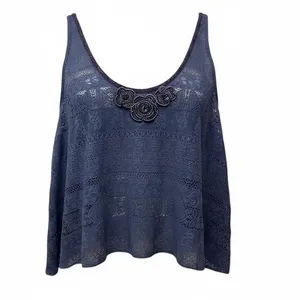 Free People cropped Retro Boho lace tank Blue. Size XS thumbnail 6
