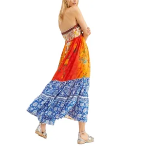 Free People Orange and Blue Maxi Dress thumbnail 10