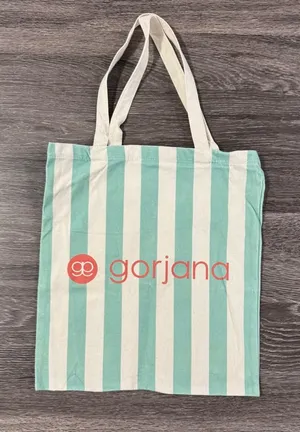 Gorjana Mint and Cream Striped Tote thumbnail 1
