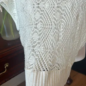 Forever 21 Off White Crochet Lace Sweater thumbnail 6