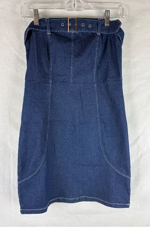 NWT Stiletto's Strapless Dark Wash Buckle Mini Dress Size L thumbnail 1
