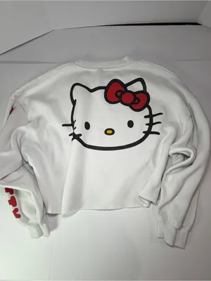 Aeropostale White Cropped Crewneck with Red Hello Kitty Accent thumbnail 6