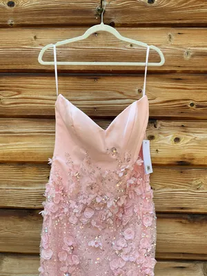 MAC DUGGAL Pink Size 8 3D Floral Strapless Sweetheart Gown With Slit Dress thumbnail 6