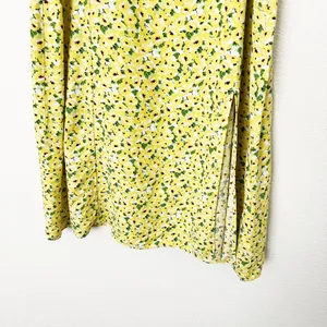 [LOFT] Yellow Floral Print Linen Blend High Waist Side Slit Midi Skirt Size 14 thumbnail 8