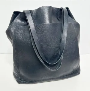 Madewell Black 100% Leather Transport Tote Bag Large 14x12 thumbnail 1