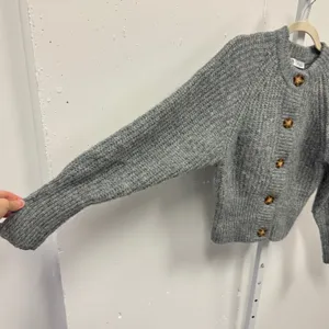 Zara Gray Marl Alpaca Wool Blend Chunky Knit Cropped Cardigan 9598/151 thumbnail 5