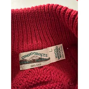 Aran Craft Ireland Red 100% Wool Made in Ireland Cardigan Sweater Size Large thumbnail 6