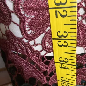 Bardot New Lace Asymmetrical V-neck Sleeveless Black Maroon Floral Dress Size 8 thumbnail 3