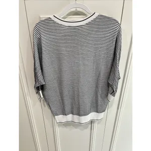 White House | Black Market Striped Abstract Floral V Neck Pullover Sweater Size Medium Lightweight thumbnail 4