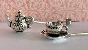 Handmade Cute Vintage Style Teacup Mug Dangle Earrings🫖 thumbnail 1